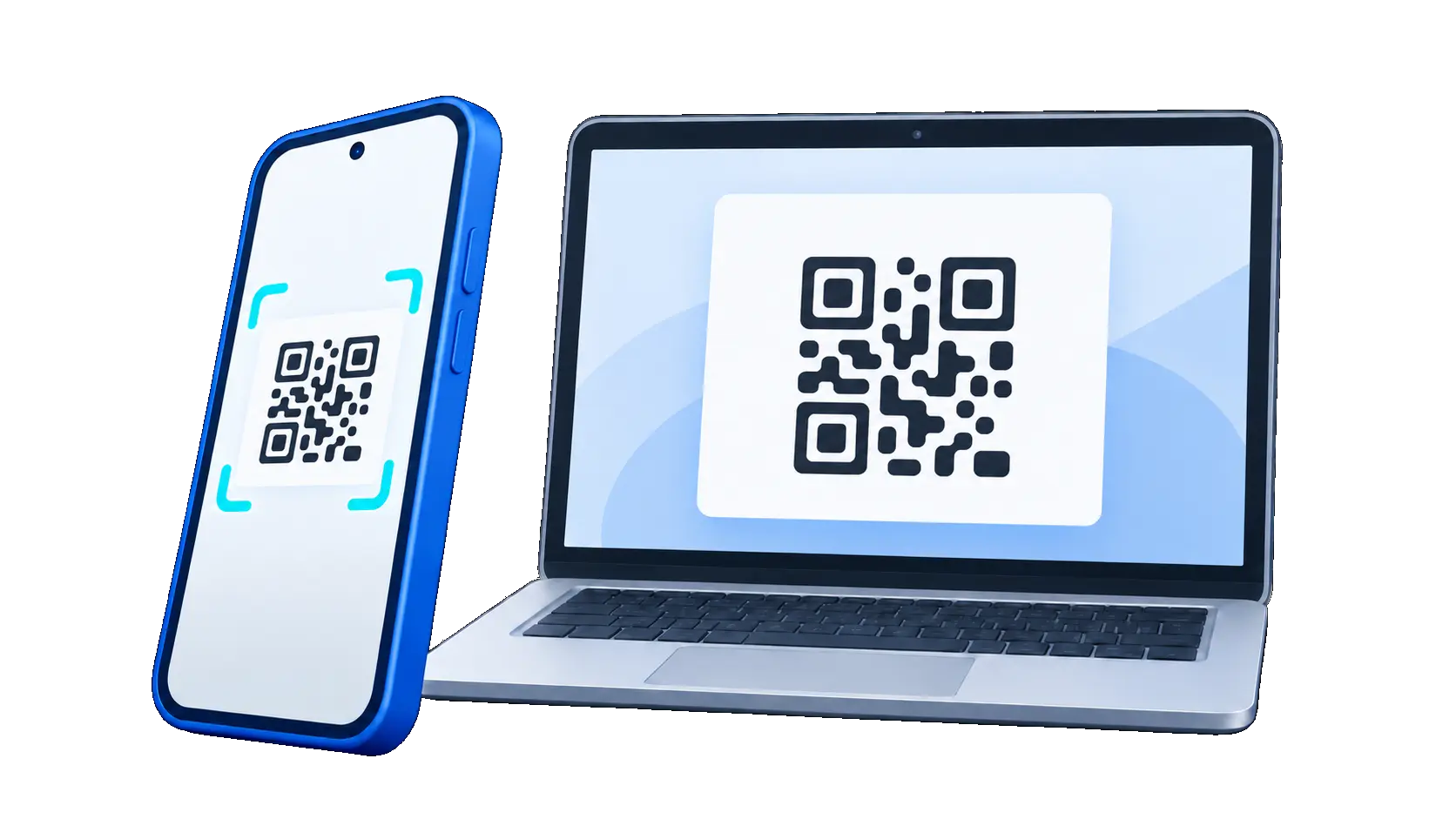 نمای شماتیک اسکن QR اتصال بین گوشی و لپ‌تاپ